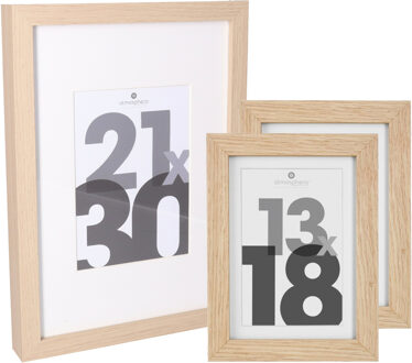 Atmosphera Fotolijstjes set - 1x voor 21 x 30 cm - 2x voor 13 x 18 cm - naturel - modern/strak ontwerp