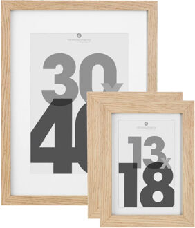 Atmosphera Fotolijstjes set - 1x voor 30 x 40 cm - 2x voor 13 x 18 cm - naturel - fmodern/strak ontwerp