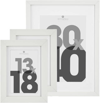 Atmosphera Fotolijstjes set - 1x voor 30 x 40 cm - 2x voor 13 x 18 cm - wit - modern/strak ontwerp