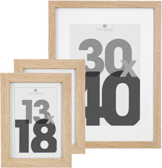 Atmosphera Fotolijstjes set - 1x voor 30 x 40 cm - 2x voor 18 x 24 cm - naturel - modern/strak ontwerp
