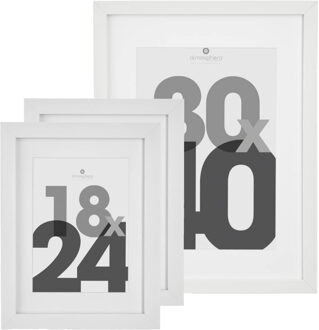 Atmosphera Fotolijstjes set - 1x voor 30 x 40 cm - 2x voor 18 x 24 cm - wit - modern/strak ontwerp