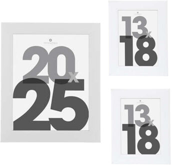 Atmosphera Fotolijstjes set Olympus - 3x stuks - wit - Kunststof/glas - in 2 formaten