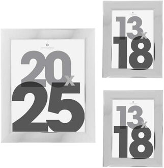 Atmosphera Fotolijstjes set Olympus - 3x stuks - zilver - Kunststof/glas - in 2 formaten