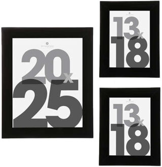 Atmosphera Fotolijstjes set Olympus - 3x stuks - zwart - Kunststof/glas - in 2 formaten