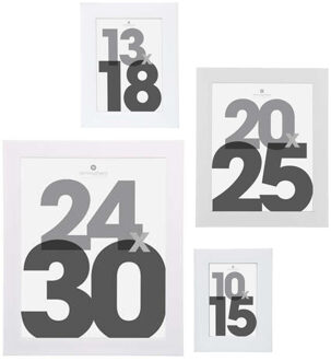 Atmosphera Fotolijstjes set Olympus - 4x stuks - wit - Kunststof/glas - in 4 formaten