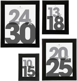 Atmosphera Fotolijstjes set Olympus - 4x stuks - zwart - Kunststof/glas - in 4 formaten