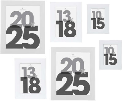 Atmosphera Fotolijstjes set Olympus - 5x stuks - wit - Kunststof/glas - in 3 formaten
