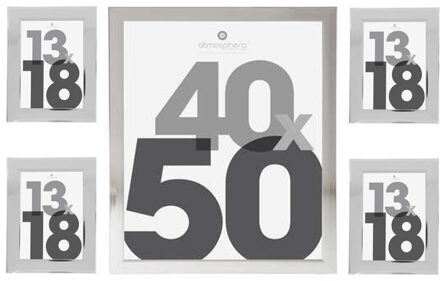 Atmosphera Fotolijstjes set Olympus - 5x stuks - zilver - Kunststof/glas - in 2 formaten