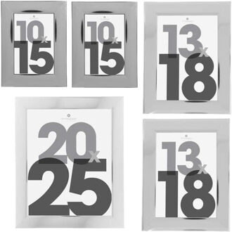 Atmosphera Fotolijstjes set Olympus - 5x stuks - zilver - Kunststof/glas - in 3 formaten