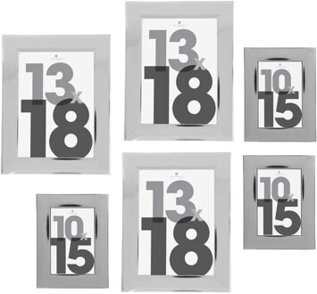 Atmosphera Fotolijstjes set Olympus - 6x stuks - zilver - Kunststof/glas - in 2 formaten - Fotolijsten Zilverkleurig