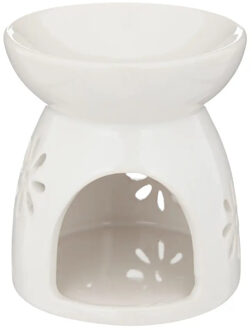 Atmosphera Geurbrander - voor amberblokjes/geurolie - keramiek - wit - 9 x 9 x 10 cm