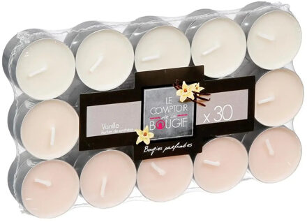 Atmosphera Geurkaars waxine/theelichtjes - 30x stuks - Vanille - 3,5 branduren Creme