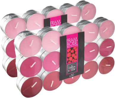 Atmosphera Geurkaars waxine/theelichtjes - 60x stuks - Framboos - 3,5 branduren