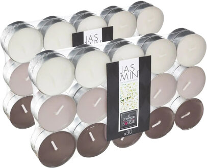 Atmosphera Geurkaars waxine/theelichtjes - 60x stuks - Jasmijn - 3,5 branduren