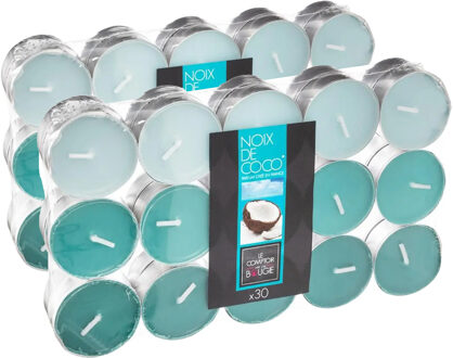 Atmosphera Geurkaars waxine/theelichtjes - 60x stuks - Kokos - 3,5 branduren