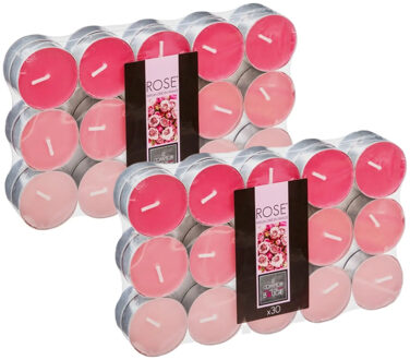 Atmosphera Geurkaars waxine/theelichtjes - 60x stuks - Rozen - 3,5 branduren