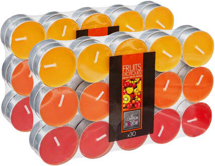Atmosphera Geurkaars waxine/theelichtjes - 60x stuks - Tropisch fruit - 3,5 branduren