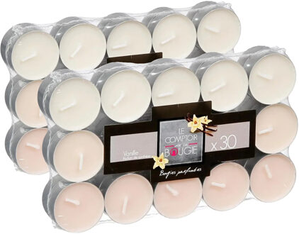 Atmosphera Geurkaars waxine/theelichtjes - 60x stuks - Vanille - 3,5 branduren