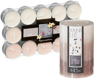 Atmosphera Geurkaarsen set - 1x stompkaars en 30x theelichtjes - Vanille