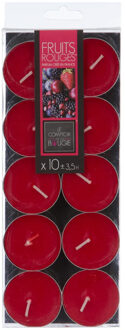 Atmosphera Geurtheelichtjes - 10x stuks - Rode bessen geur - was/paraffine - 3,5 uur