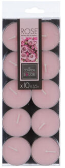 Atmosphera Geurtheelichtjes - 10x stuks - rozen bloemen geur - was/paraffine - 3,5 uur