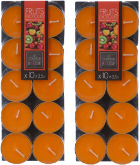 Atmosphera Geurtheelichtjes - 20x stuks - Exotisch Fruit geur - was/paraffine - 3,5 uur