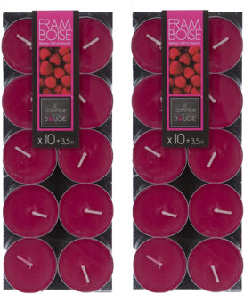 Atmosphera Geurtheelichtjes - 20x stuks - Frambozen geur - was/paraffine - 3,5 uur