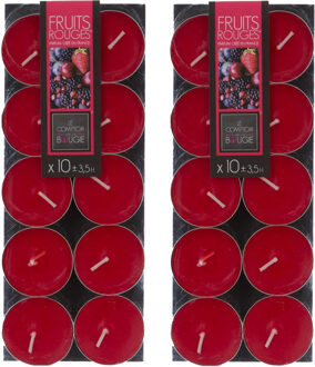 Atmosphera Geurtheelichtjes - 20x stuks - Rode bessen geur - was/paraffine - 3,5 uur