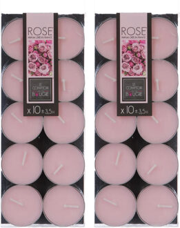 Atmosphera Geurtheelichtjes - 20x stuks - rozen bloemen geur - was/paraffine - 3,5 uur