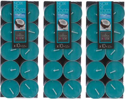 Atmosphera Geurtheelichtjes - 30x stuks - Coconut geur - was/paraffine - 3,5 uur