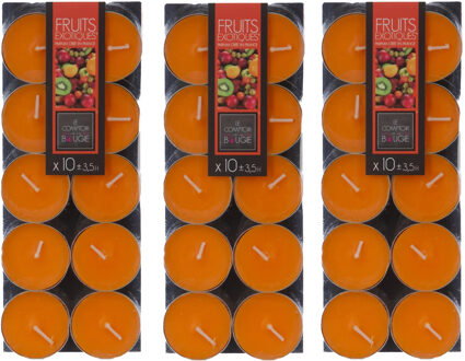 Atmosphera Geurtheelichtjes - 30x stuks - Exotisch Fruit geur - was/paraffine - 3,5 uur