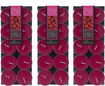 Atmosphera Geurtheelichtjes - 30x stuks - Frambozen geur - was/paraffine - 3,5 uur