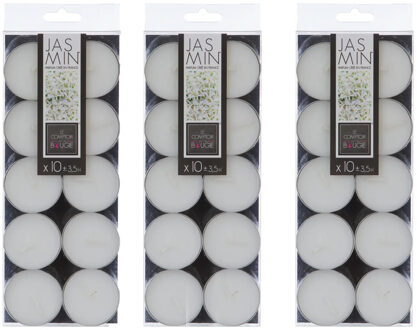 Atmosphera Geurtheelichtjes - 30x stuks - Jasmijn geur - was/paraffine - 3,5 uur