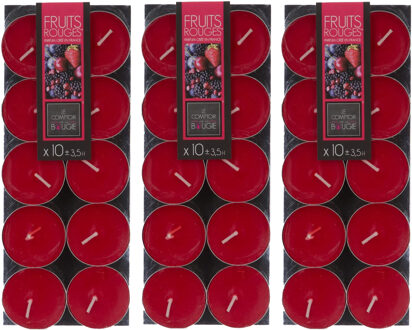 Atmosphera Geurtheelichtjes - 30x stuks - Rode bessen geur - was/paraffine - 3,5 uur