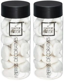 Atmosphera Grote decoratie stenen - 2x - wit - pot 750 gram - hobby - decoratiestenen