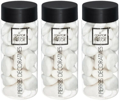 Atmosphera Grote decoratie stenen - 3x - wit - pot 750 gram - hobby - decoratiestenen