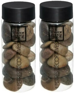 Atmosphera Grote decoratie stenen - bruin - 2x pot 750 gram - hobby - decoratiestenen