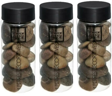 Atmosphera Grote decoratie stenen - bruin - 3x pot 750 gram - hobby - decoratiestenen