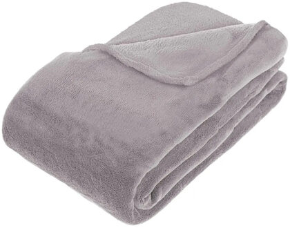 Atmosphera Grote Fleece deken/fleeceplaid grijs 180 x 230 cm polyester