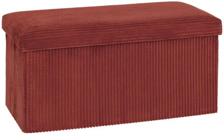 Atmosphera Hocker / Poef Essestial Ribcord - opvouwbaar - donkerrood - MDF/polyester - 76 x 38 cm - 2 persoons