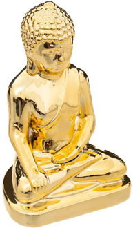 Atmosphera Home decoratie Boeddha beeld - goud kleurig - 16 x 25 cm - voor binnen
