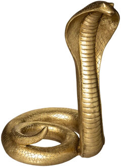 Atmosphera Home decoratie dieren/slangen beeldje Cobra - goud kleurig - 36 x 25 cm
