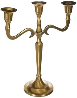 Atmosphera kaarsen kandelaar Baroque - met 3 armen - metaal - dinerkaarsen - goud - 22 x 27 cm