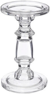 Atmosphera kaarsen kandelaar Decoglass - voor stompkaarsen - glas - transparant - 11 x 19 cm