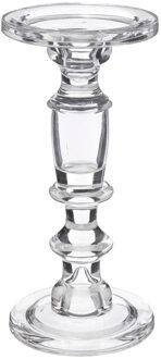 Atmosphera kaarsen kandelaar Decoglass - voor stompkaarsen - glas - transparant - 11 x 24 cm