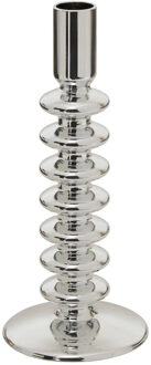 Atmosphera kaarsen kandelaar - decoratief glas - dinerkaarsen - zilver - D9 x H22 cm
