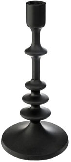 Atmosphera kaarsen kandelaar - decoratief metaal - dinerkaarsen - zwart - D12 x H26 cm