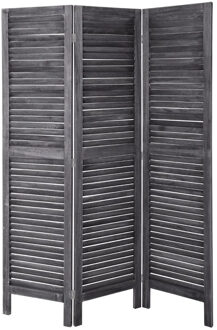 Atmosphera Kamerscherm 3 vlakken - donkergrijs - pauwlina hout - 120 x 170 cm - Afscherming wand