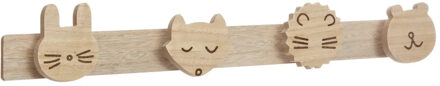 Atmosphera Kapstok kinderkamer - dieren koppen - 4 haken - MDF - 55 x 8 cm