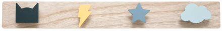 Atmosphera Kapstok kinderkamer - vormen - 4 haken - MDF - 55 x 7 cm